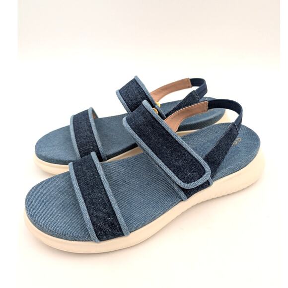 Cole Haan Zerogrand Meritt Flat Sandals Women's Blue/White Size US9.5B EU40 - Picture 1 of 10